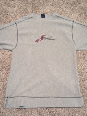 Mens Vintage 90s Karl Kani Grey Thermal Sweater With Center Logo Embroidered XXL